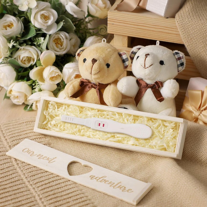 Barydat Pregnancy Test Gifts Box Keepsake Box Pregnancy Announcement for Husband Wooden Baby Reveal Announcements Surprise Ideas Test Holder Baby Souvenir Gifts for Dad Grandma Grandparents(White) - Image 5